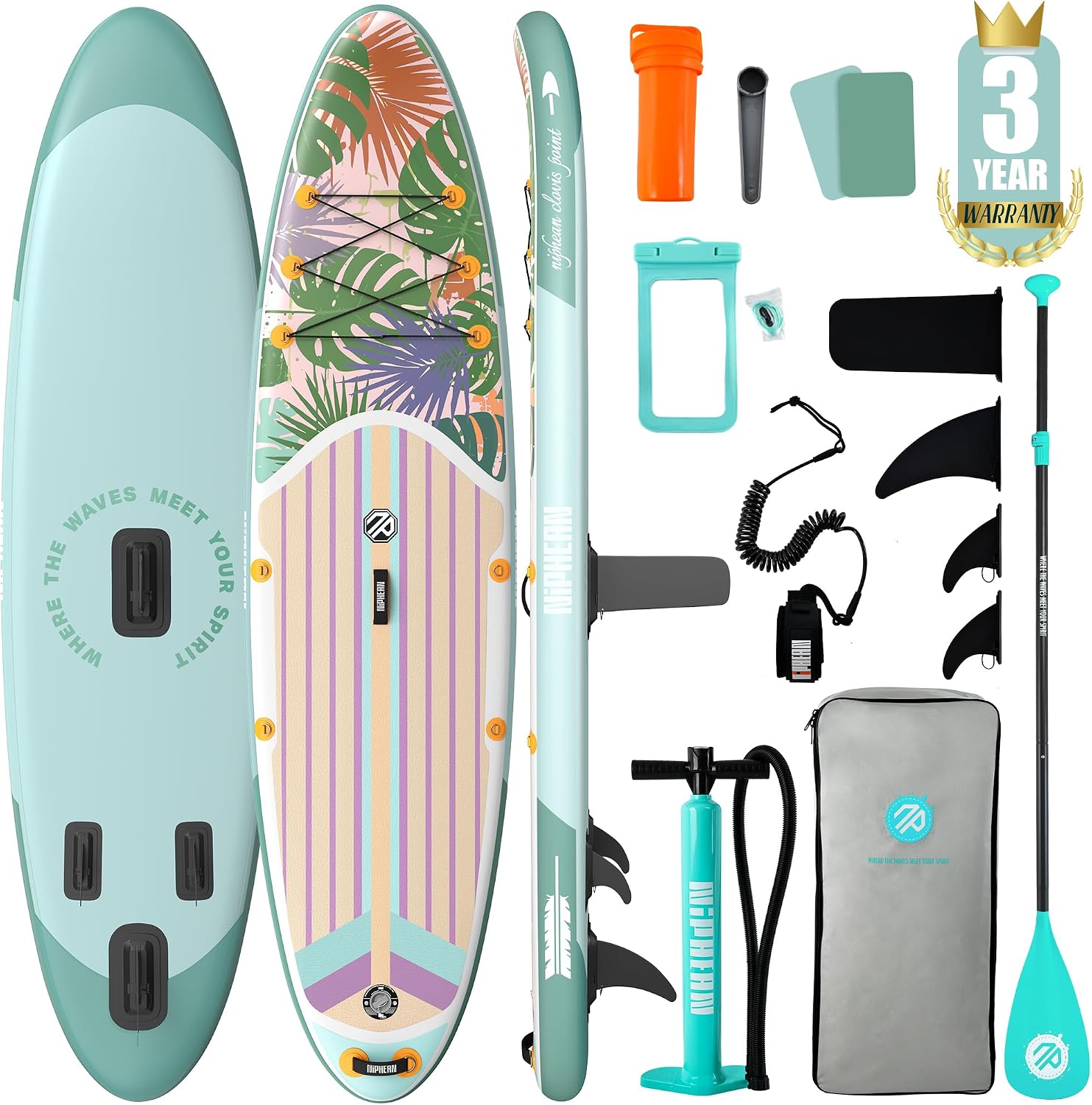 Niphean Inflatable Stand Up Paddle Board with SUP Accessories, Anti-Slip EVA Deck, 10'6'' Inflatable Paddle Boards for Adults & Youth of All Skill Levels