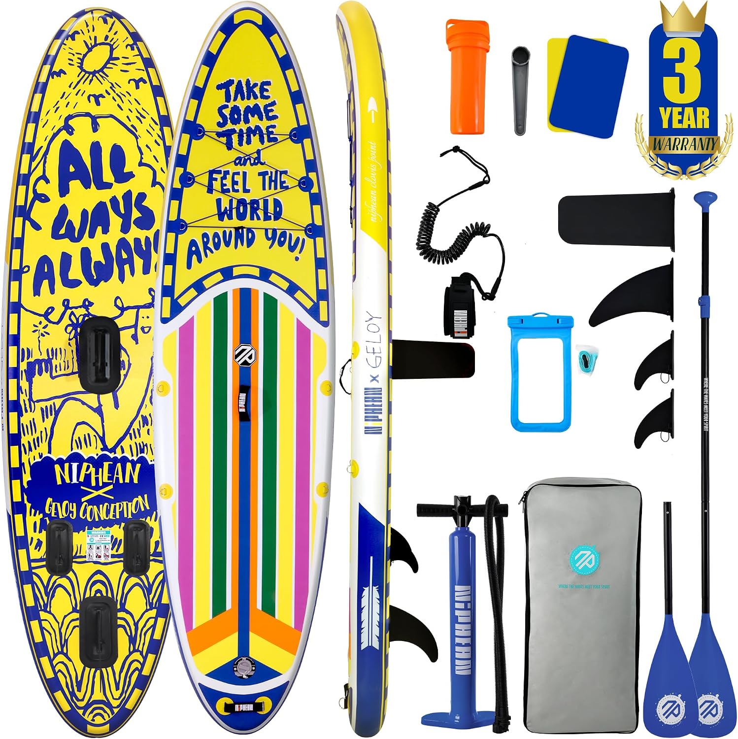 Niphean Inflatable Stand Up Paddle Board with SUP Accessories, Anti-Slip EVA Deck, 10'6'' Inflatable Paddle Boards for Adults & Youth of All Skill Levels
