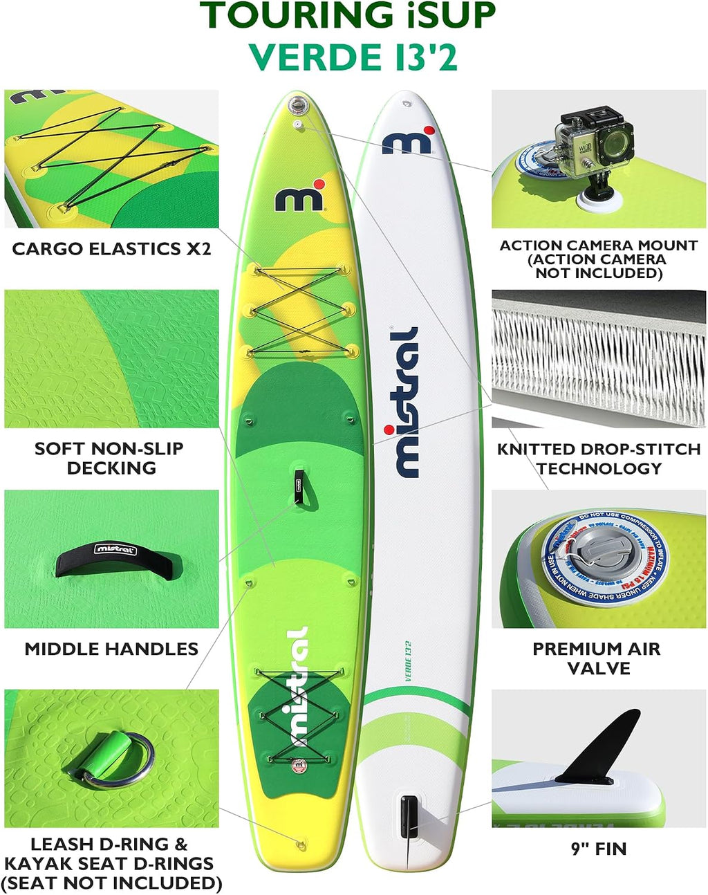 Mistral Stand Up Inflatable Paddle Board Racing & Touring Board 13'2'/ 14' Race Board, Backpack with Wheels, Durable ISUP for Youth & Adult, w/Premium SUP Accessories