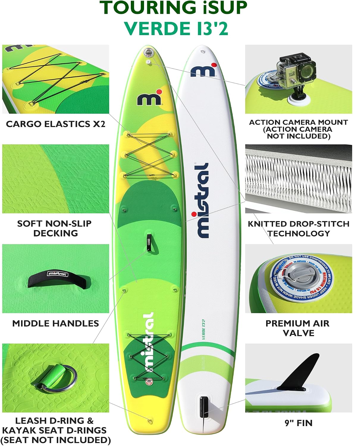 Mistral Stand Up Inflatable Paddle Board Racing & Touring Board 13'2'/ 14' Race Board, Backpack with Wheels, Durable ISUP for Youth & Adult, w/Premium SUP Accessories