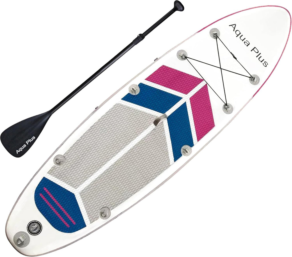 Aqua Plus 6inches Thick Inflatable SUP for All Skill Levels Stand Up Paddle Board,Paddle,Pump,ISUP Travel Backpack, Leash,Shoulder Strap,Youth,Adult Inflatable Paddle Board