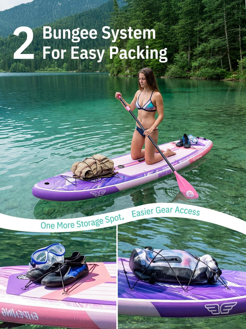 Niphean (Extra Large) Inflatable Paddle Board, SUP for 2+1 People/Family 500lbs Capacity Stand Up Paddle Board with SUP Accessories, StabilTrac Fin Non-Slip Paddleboard for Adults