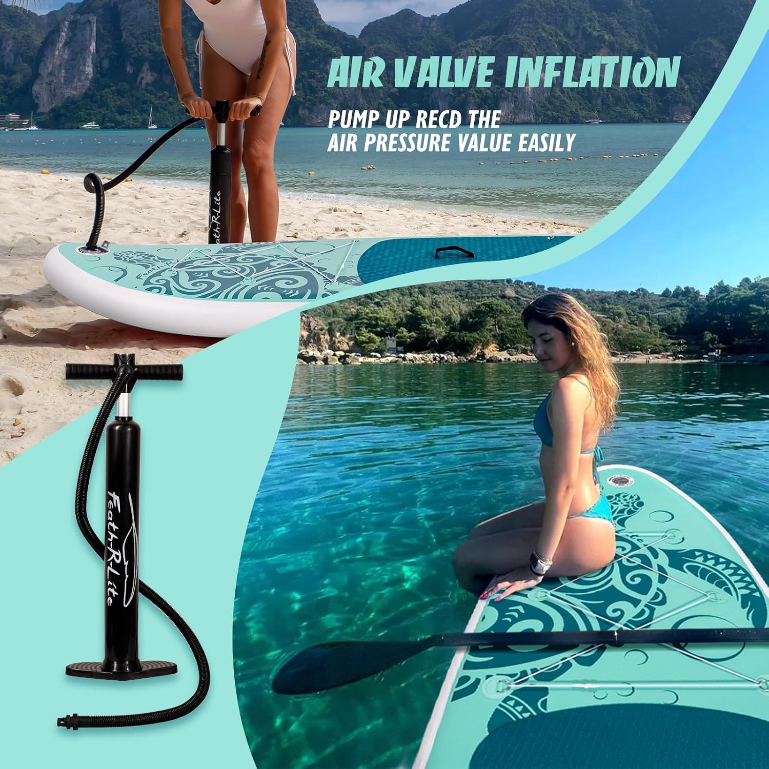 FEATH-R-LITE Inflatable Ultra-Light 10'×30''/10'6''×33'' Stand Up Paddle Board for All Skill Levels with Premium SUP Paddleboard Accessories,Non-Slip Comfort Deck for Youth & Adults