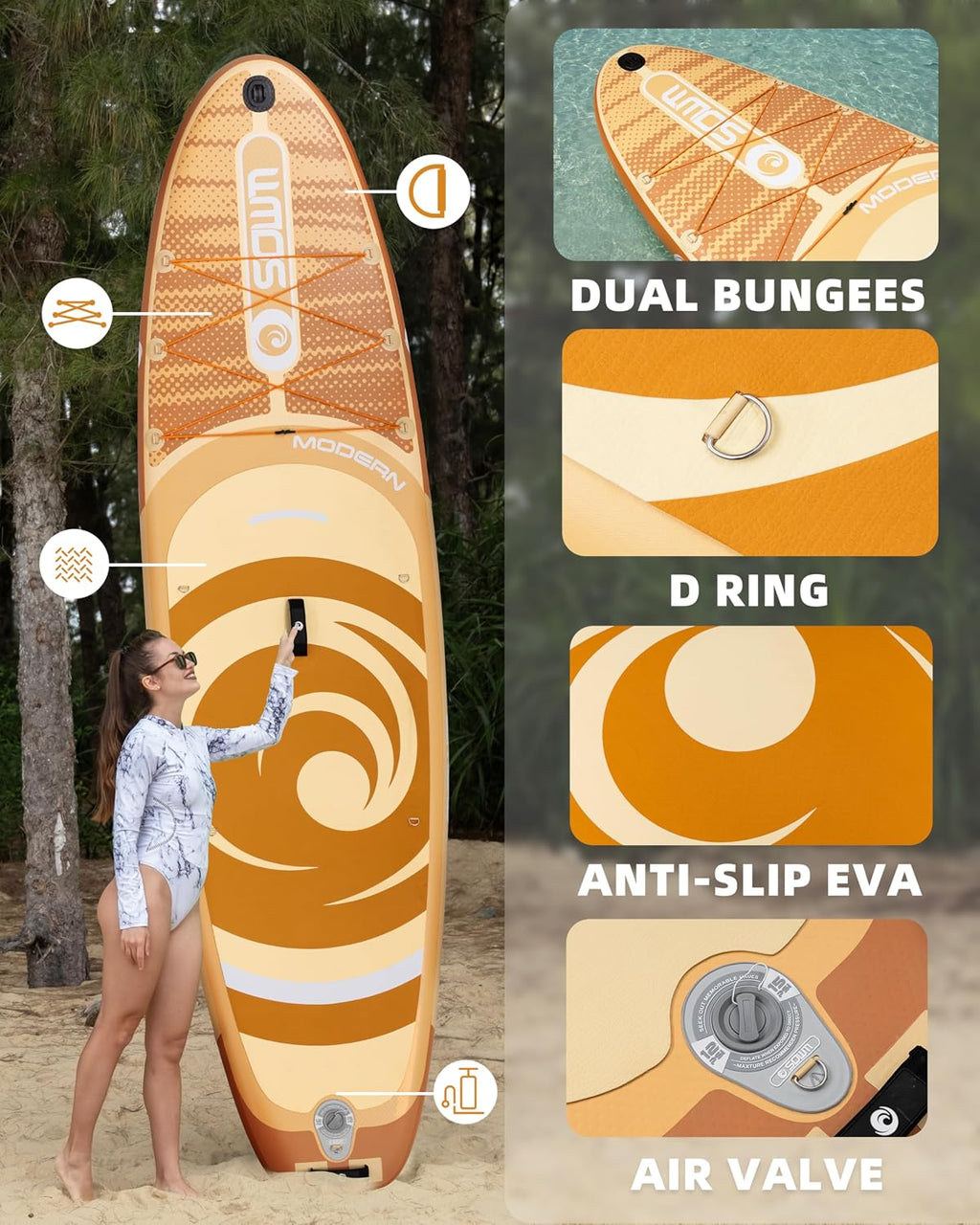 Inflatable Paddle Boards, Stand Up Paddle Board for Adults Youth of All-Round, 10'6'' *33'' * 6'' Extra Wide & No-Slip Sup for Yoga Fishing
