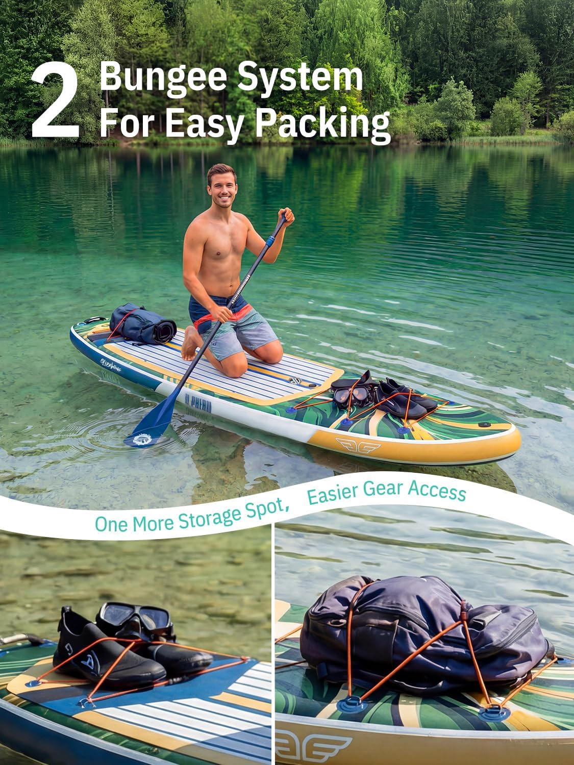 Niphean (Extra Large) Inflatable Paddle Board, SUP for 2+1 People/Family 500lbs Capacity Stand Up Paddle Board with SUP Accessories, StabilTrac Fin Non-Slip Paddleboard for Adults