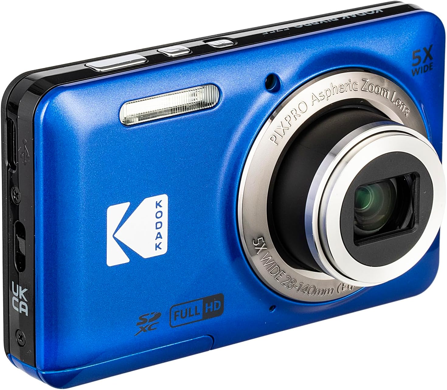 Kodak Pixpro FZ55 Digital Camera (Blue) Bundle Including: 128 GB Memory Card, Rechargeable Battery, Battery Charger, Flexible Tripod, Card Reader, Card Wallet, Hand Strap, Full Cleaning Kit