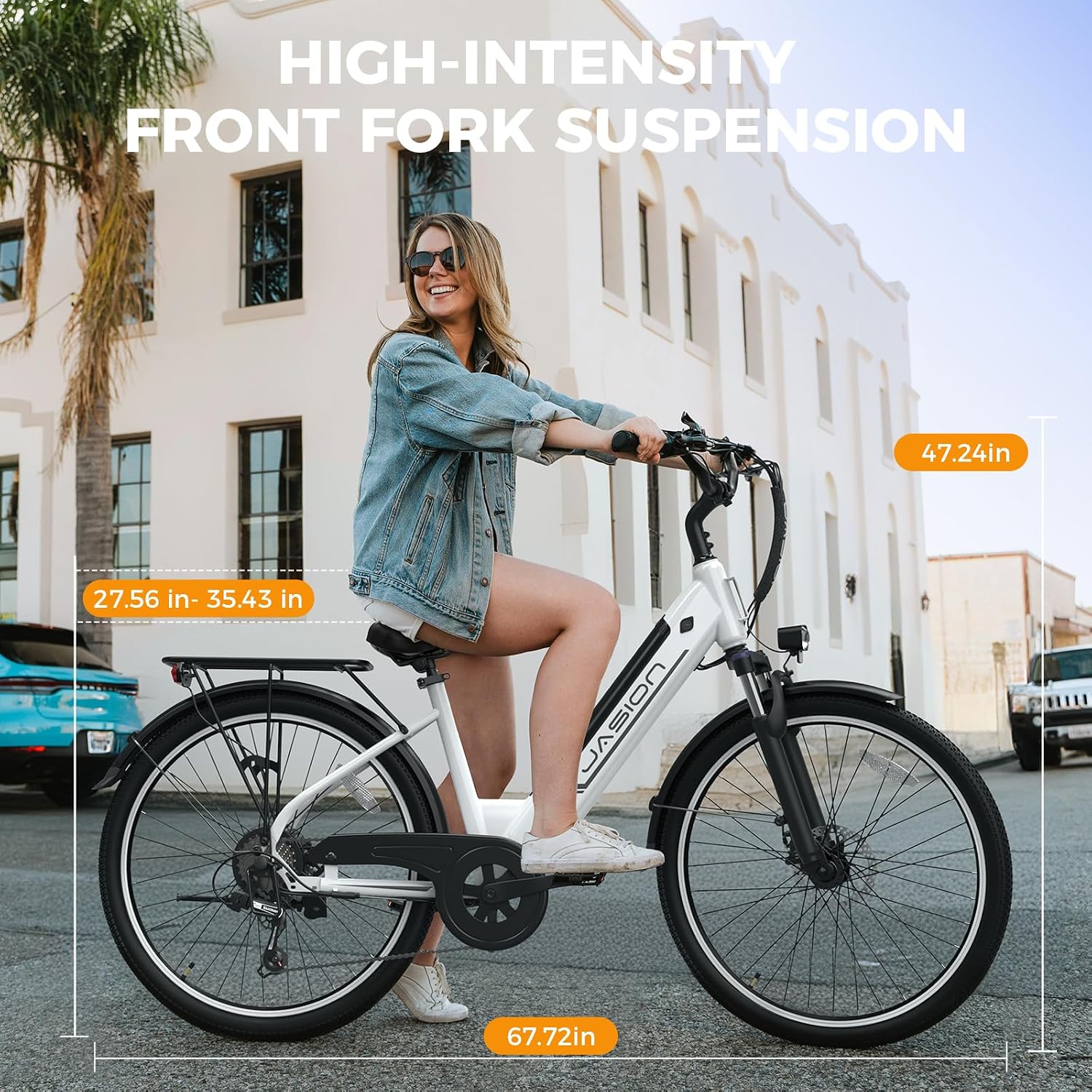 Jasion Roamer/ST/Pro Electric Bike for Adults, 26' Commuter Ebike 1200W 528WH Removable Battery, 28MPH 40-62miles,Electric Bicycles for Women/Man,UL2849 Certified