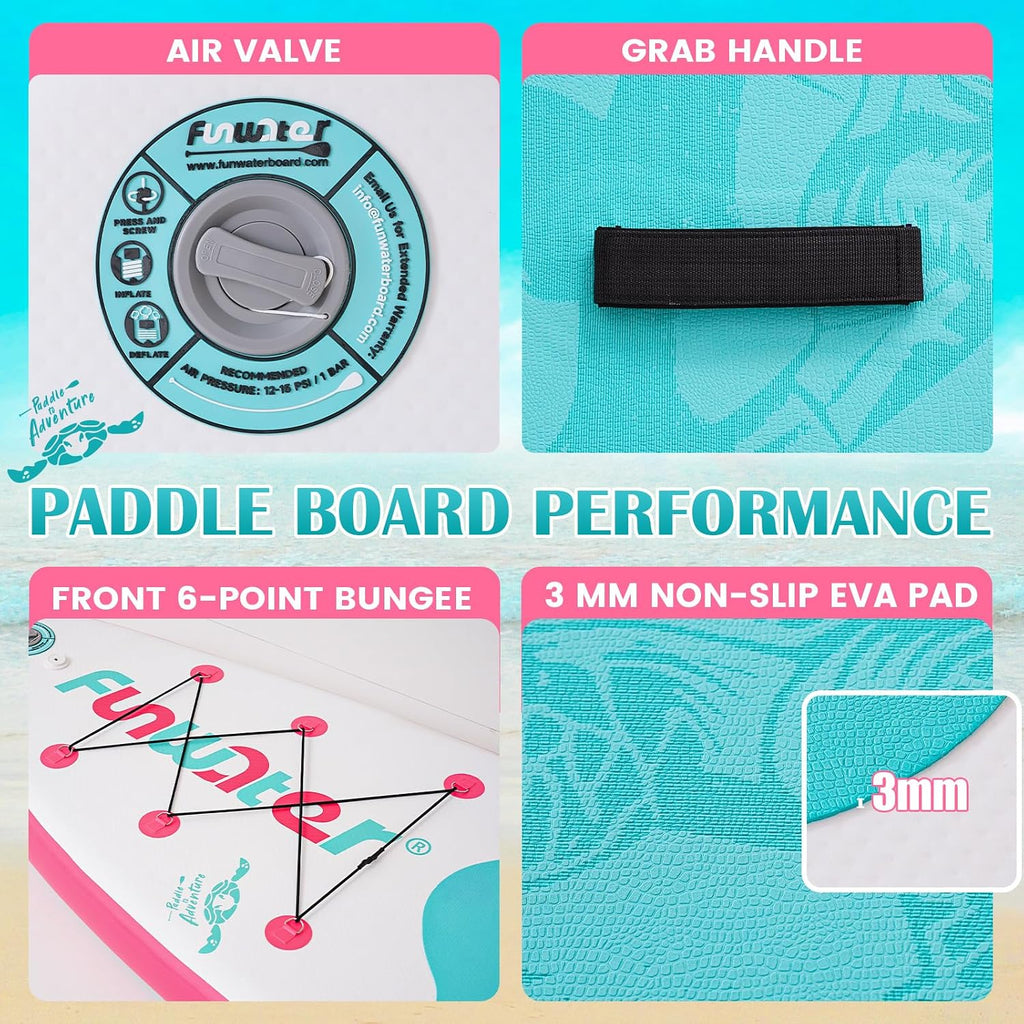 FunWater Inflatable Stand Up Paddle Board 10'6'/11'/11'6' Paddle Board for Adults & Youth, Paddleboards Inflatable with Premium SUP Accessories, Wide Stable, Non-Slip Comfort Deck