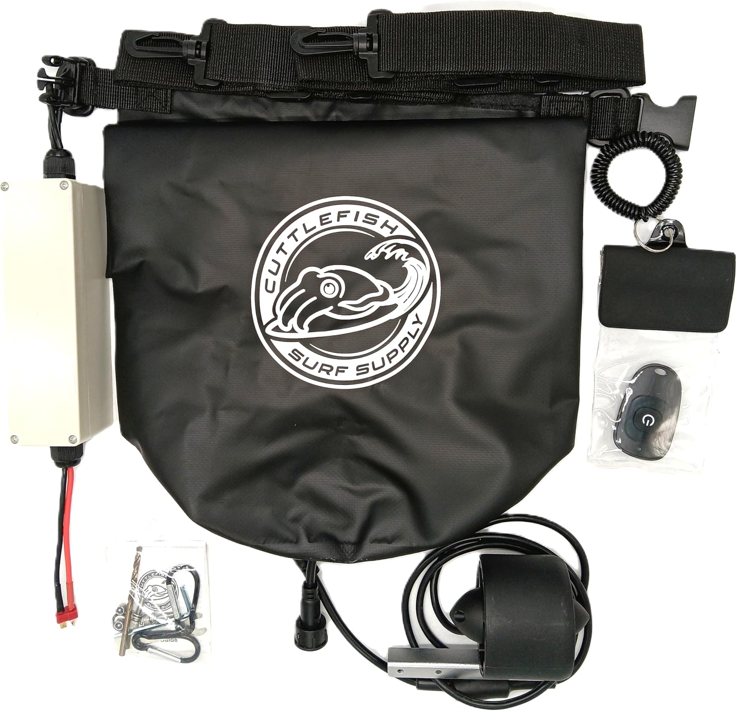 CuttleJet Mini V2 - Stand Up Paddle Board Motor Electric Fin Kit with 10L Waterproof Battery Bag and Wireless Remote Control - Cuttlefish Surf Supply