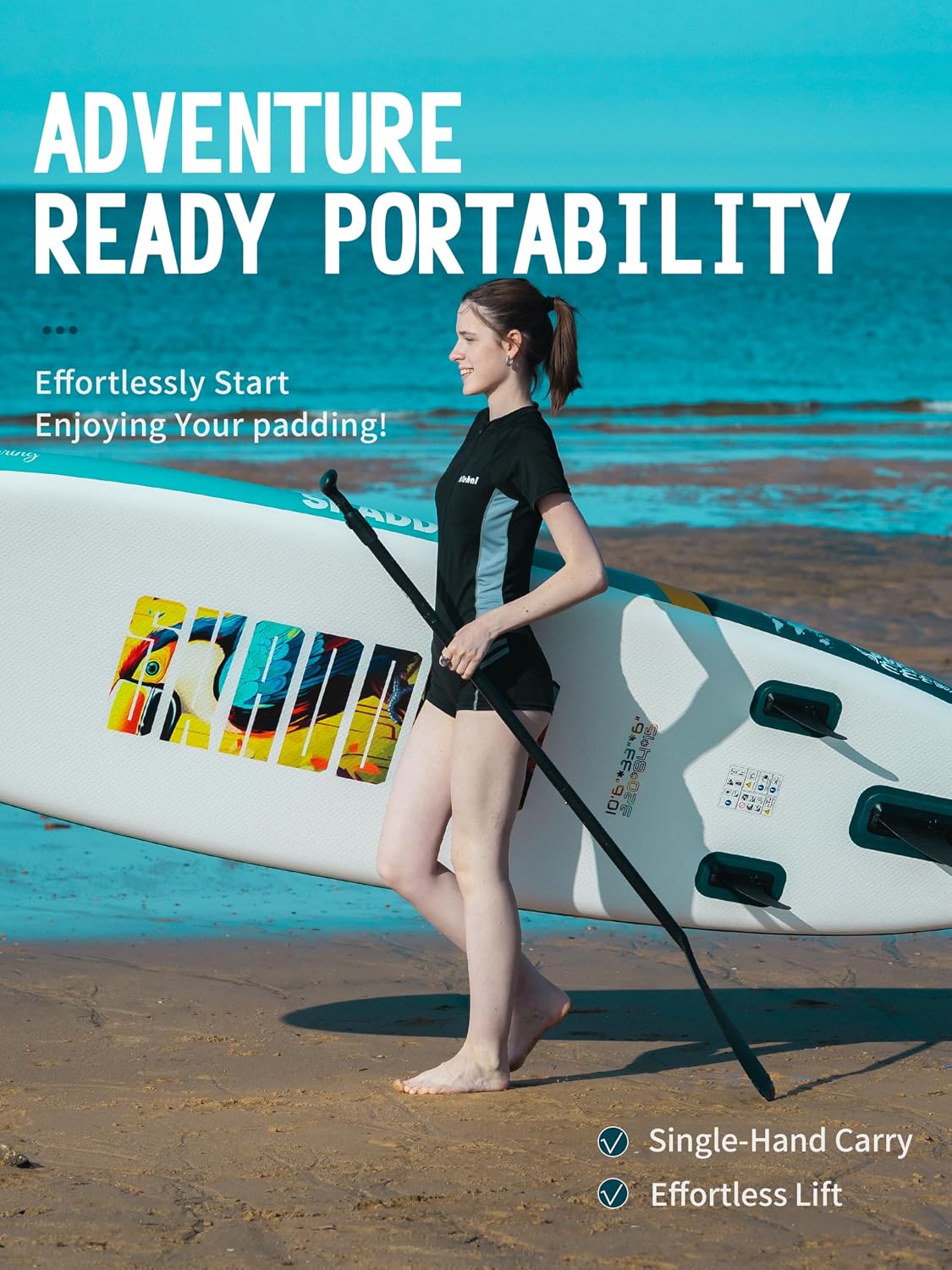 10'6'' Inflatable Stand Up Paddle Board (SUP) for Adults and Youth with Non-Slip Deck – Complete Accessories Kit, for Fishing, Yoga, Fitness & Family Fun
