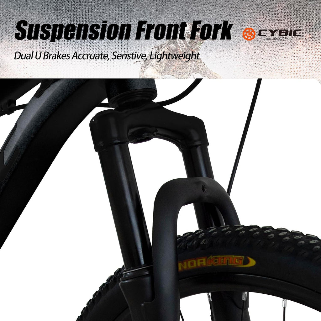 CYBIC Mountain Bike with 21-Speed, 26 Inch Aluminum Frame, Dual Disc Brake Mens and Womens Mountain Bike, Lightweight Cycling Bicycle, MTB Bicycle for Adults
