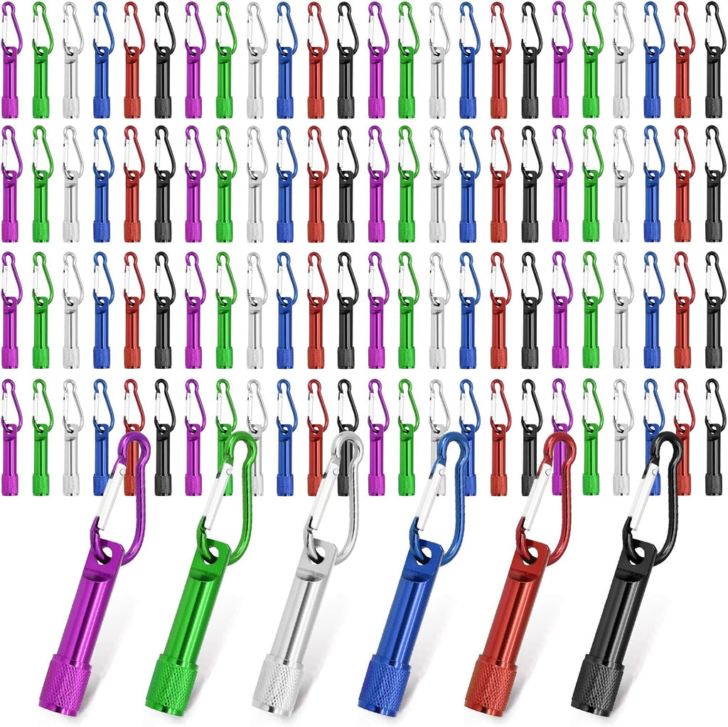 200Pcs Mini Keychain Flashlights Bulk, Ultra-Bright LED Metal Carabiner Clip Lights,Compact Emergency Lights for Camping, Hiking, Cycling, Survival Kits (200)