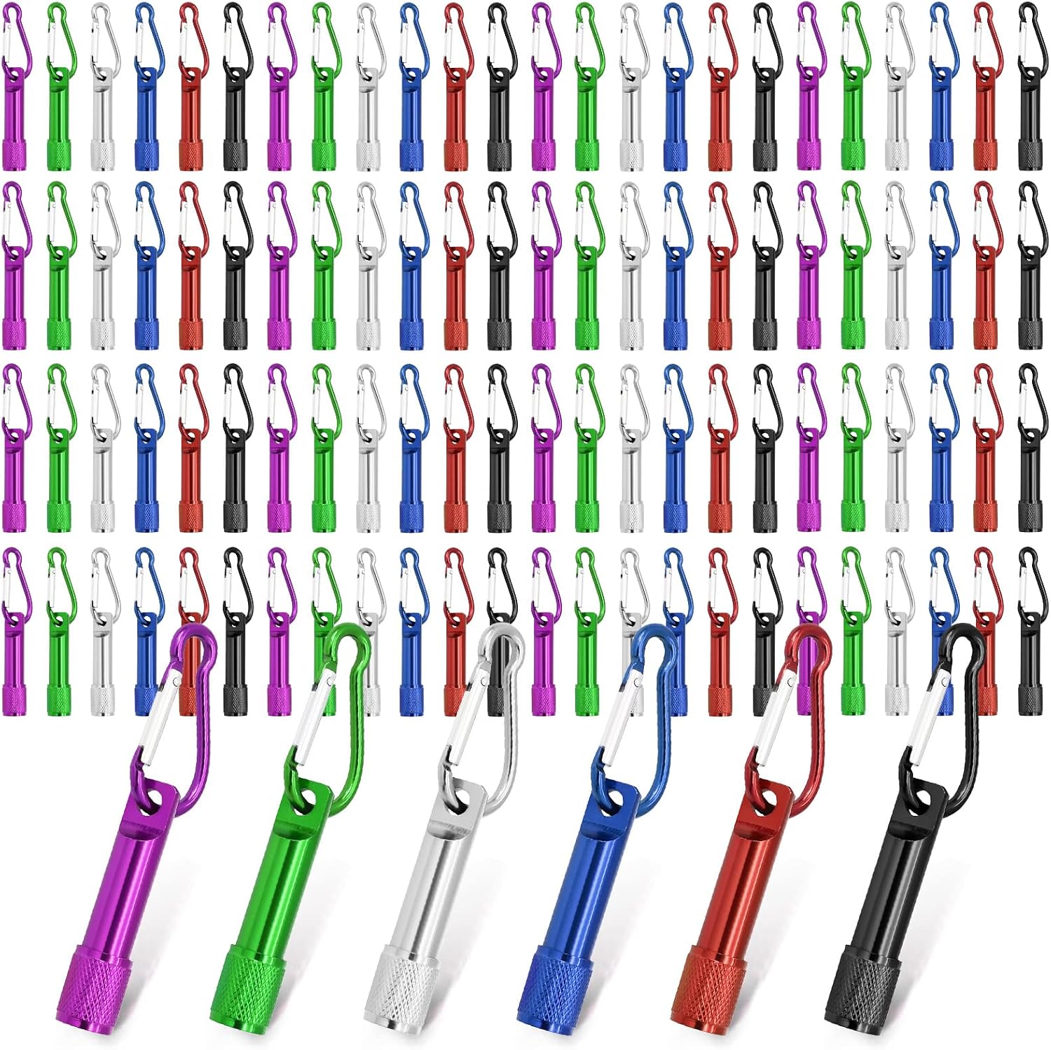 200Pcs Mini Keychain Flashlights Bulk, Ultra-Bright LED Metal Carabiner Clip Lights,Compact Emergency Lights for Camping, Hiking, Cycling, Survival Kits (200)