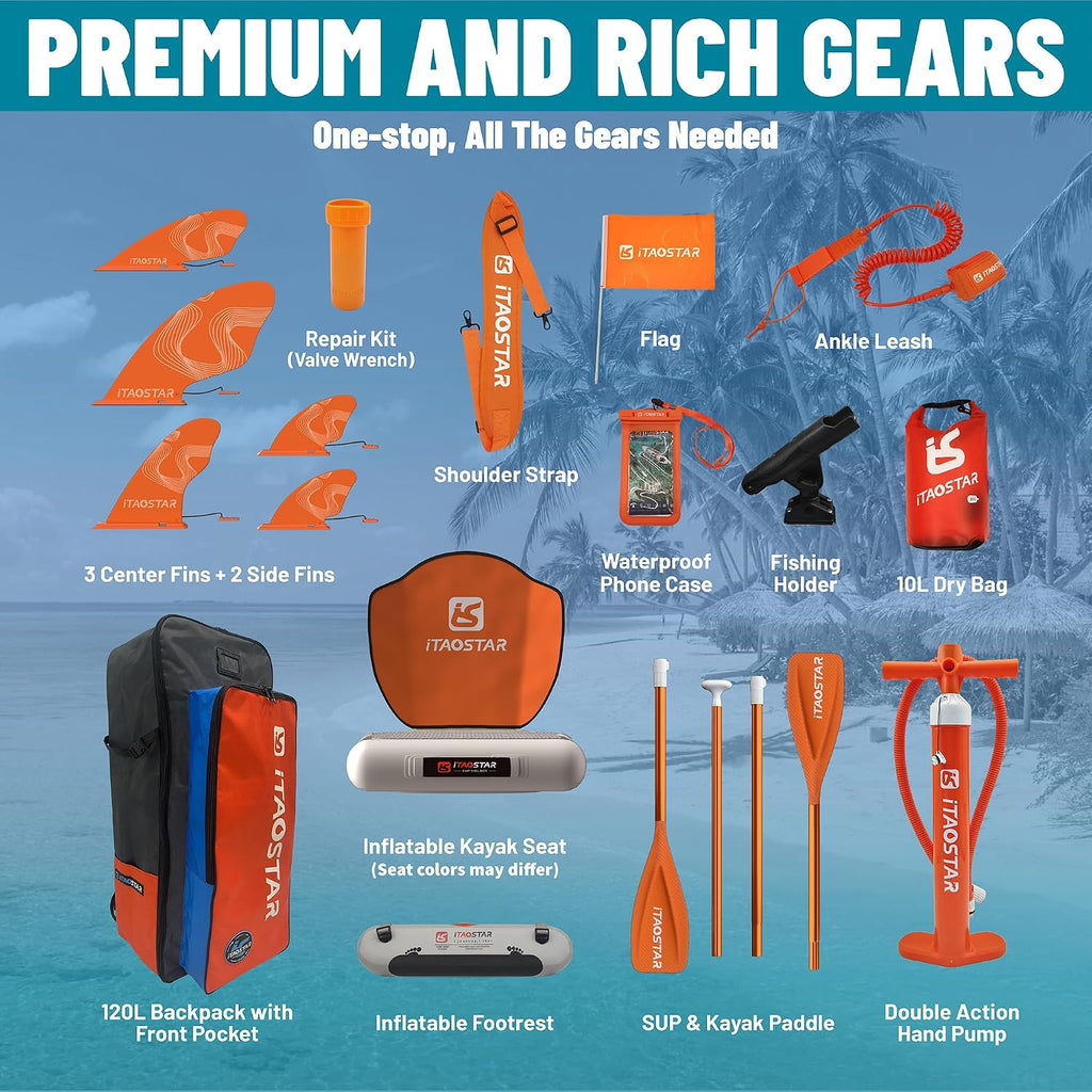iTAOSTAR Journey 11'6' / 11'×34' / 11'×35' Extra Wide Paddle Board, One-Stop Premium SUP Board Accessories, Tailored Fins, Stable Inflatable Stand Up Paddle Boards for Youth/Adults of All Skill Levels