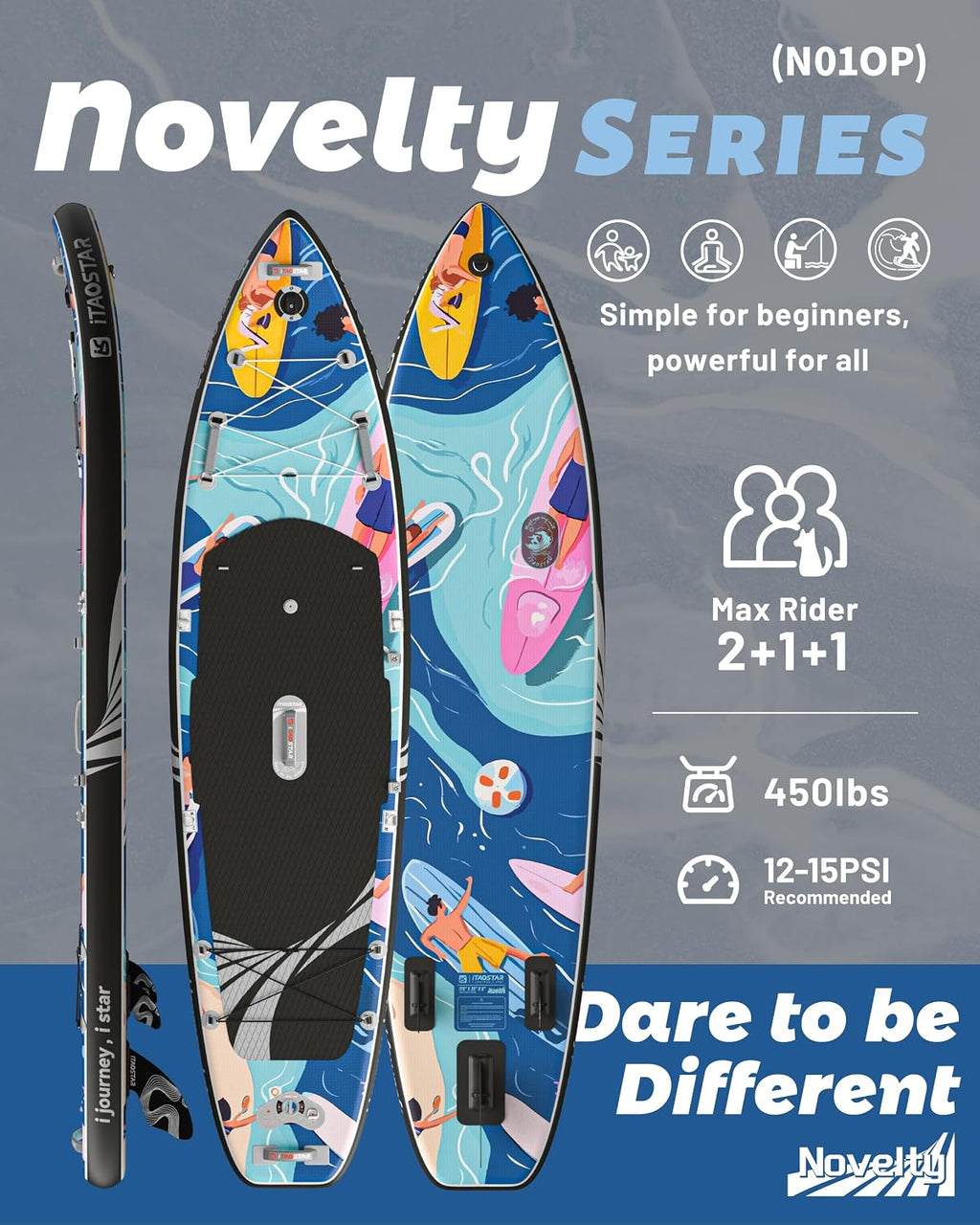 iTAOSTAR Novelty 11'6' x 35' Inflatable Stand Up Paddle Board with Seat- Stable SUP Board for Adults - Portable Paddleboard for Yoga, Surfing, Fishing - Includes Full Accessories Kit