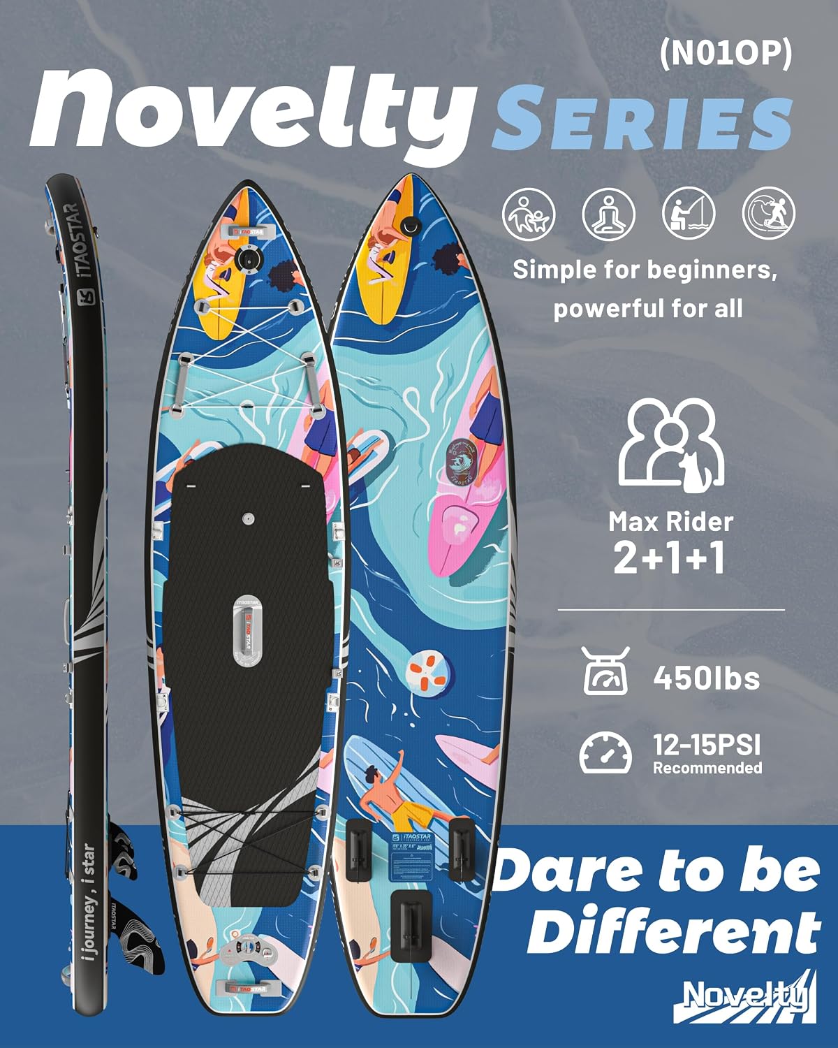 iTAOSTAR Novelty 11'6' x 35' Inflatable Stand Up Paddle Board with Seat- Stable SUP Board for Adults - Portable Paddleboard for Yoga, Surfing, Fishing - Includes Full Accessories Kit