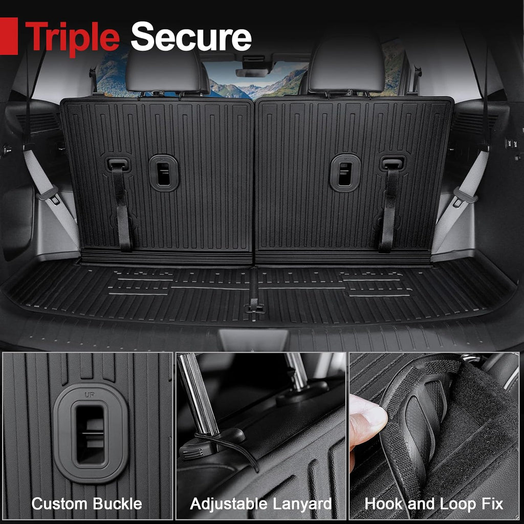 Floor Mats for Hyundai Santa Fe 2024-2026 (Fit Hybrid and Gas), TPE All Weather Protection Durable Trunk Cargo Mat with Backrest Mat for Hyundai Santa Fe