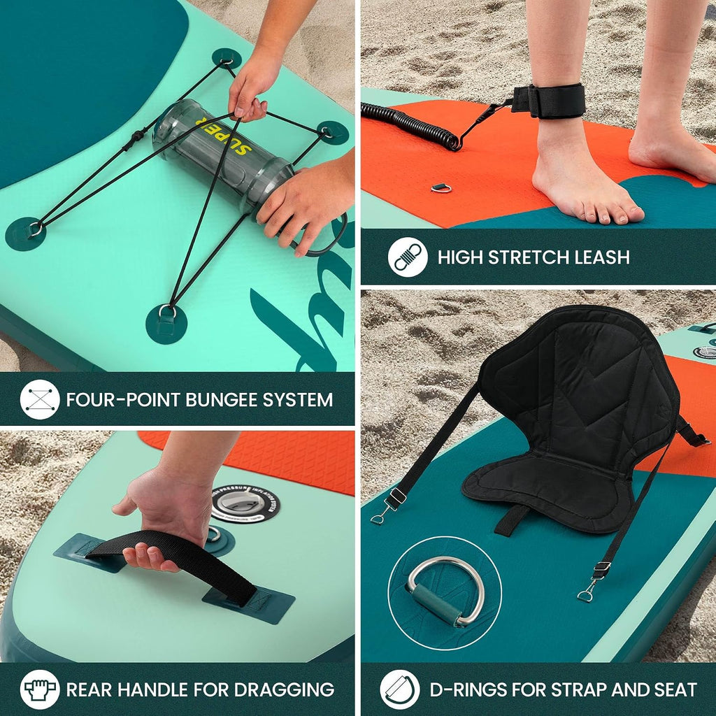 Inflatable Stand Up Paddle Board Includes Paddle, Dual Action Pump, and Accessories 11ft Lightweight iSUP, 33'*6' Wide Stable Design, Anti-Slip EVA Deck, Paddle Board for Adults