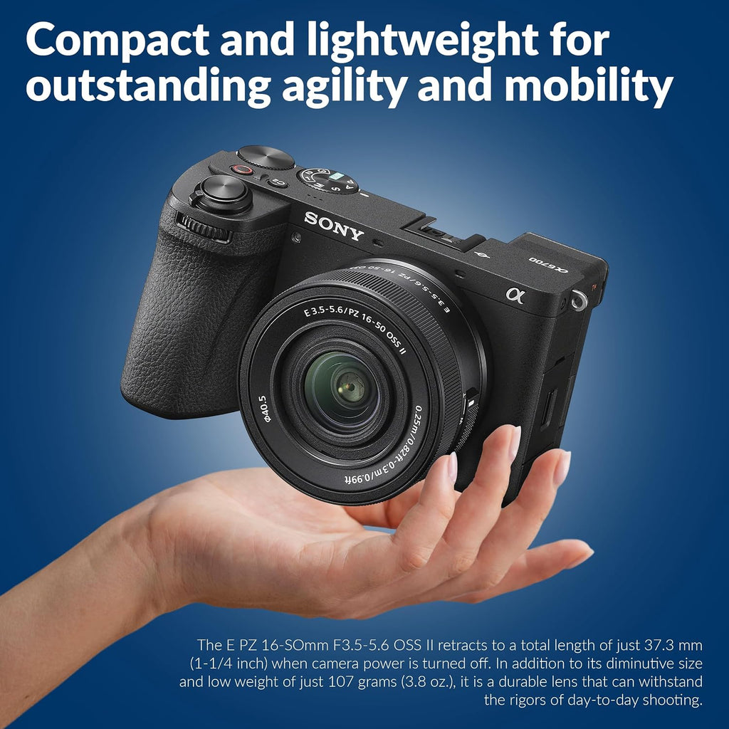 Sony Alpha a6700 APS-C Mirrorless Camera with E PZ 16-50mm f/3.5-5.6 OSS II Lens, Bundle with 128GB SD Card, Extra Battery, Shoulder Bag, Card Reader, Charger, Sony 1 Year Limited Warranty