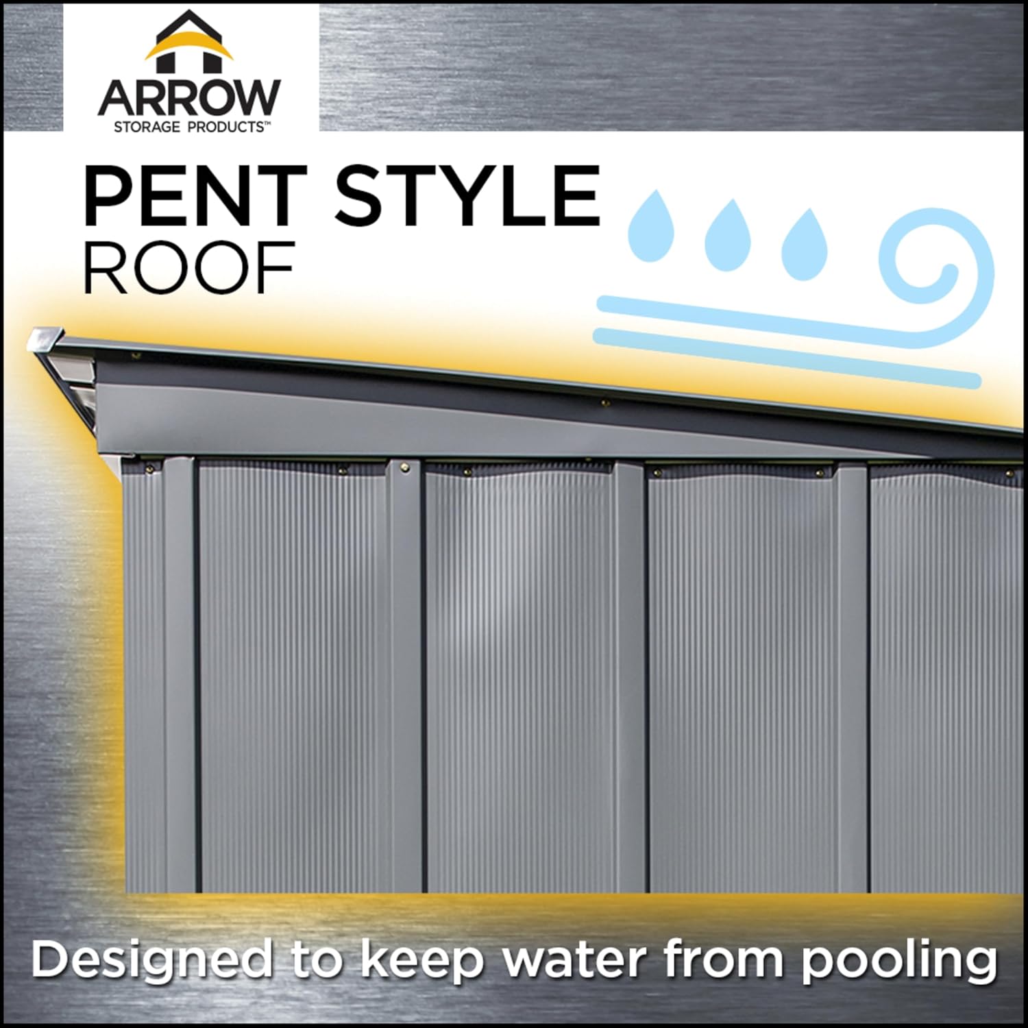 Arrow Classic 10' x 4' Outdoor Padlockable Steel Storage Shed Building, Flute Grey