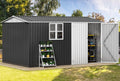 DWVO 12' x 8' Outdoor Storage Shed, Waterproof Metal Garden Shed with Windows, Lockable Doors, and Sloped Roof for Patio, Backyard, Lawn, Tool Storage, Bike Shed, Pet Shelter (Gray + White)