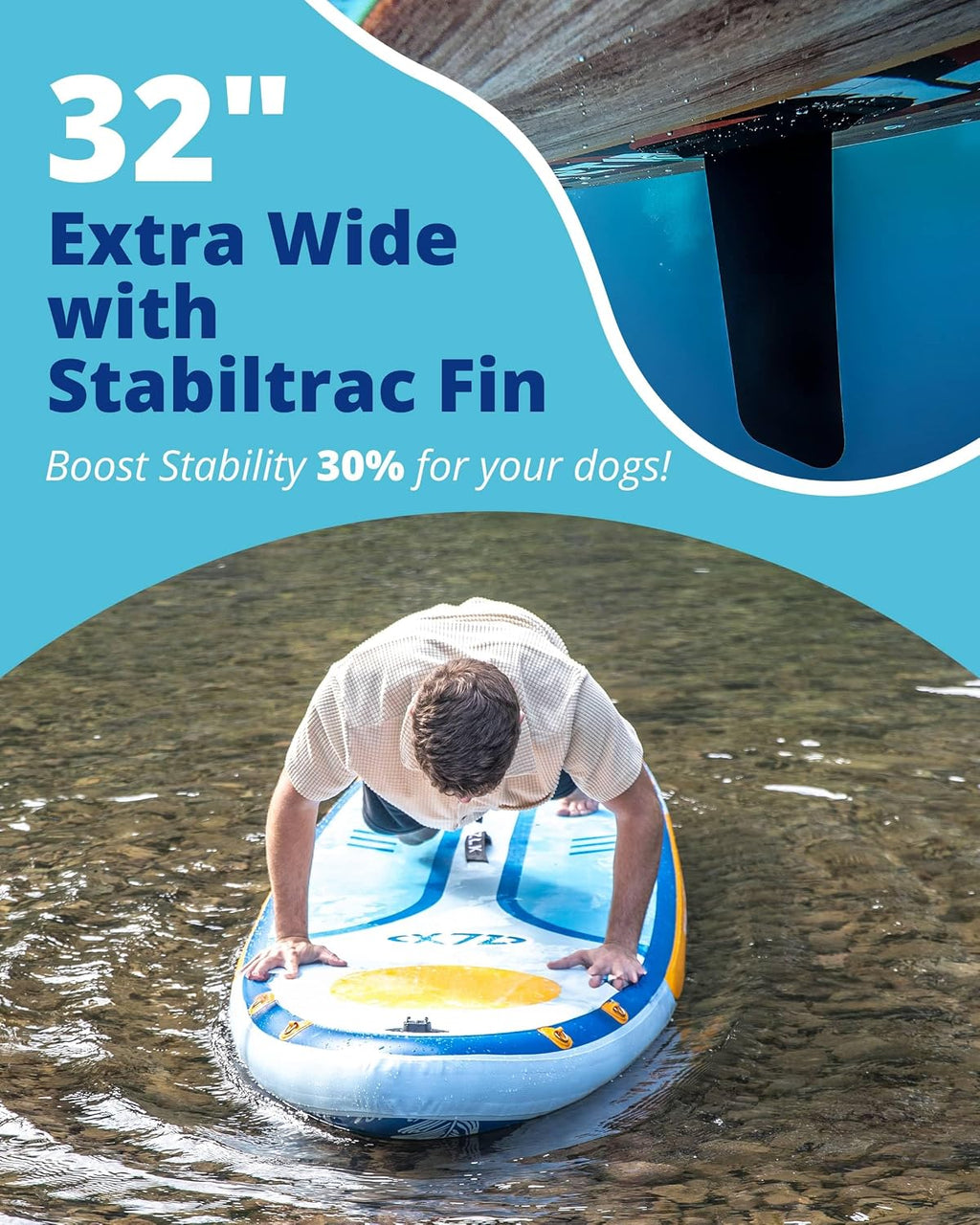ZLX Inflatable Stand Up Paddle Board, 10'6' SUP Non-Slip Stable Deck Pad, Unique Center Fin, Premium Accessories, Paddleboard for Adults, Beginners, All Skill Levels