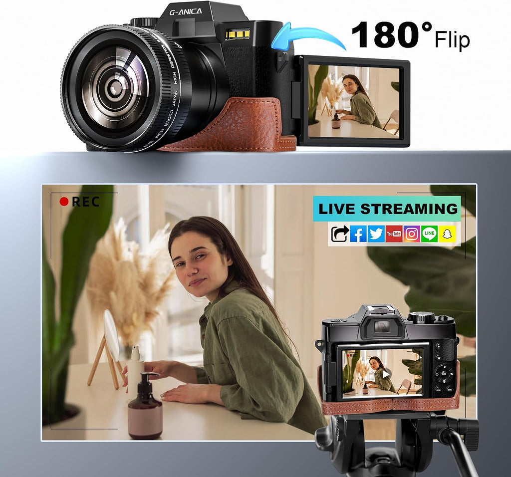 Ture 48MP&4K Digital Cameras for Photography with WiFi & App Control, Vlogging for YouTube with Bag,Compact Travel Camera,Perfect for Entry-Level Users and Beginners with Macro&Wide Lens-32GB Card