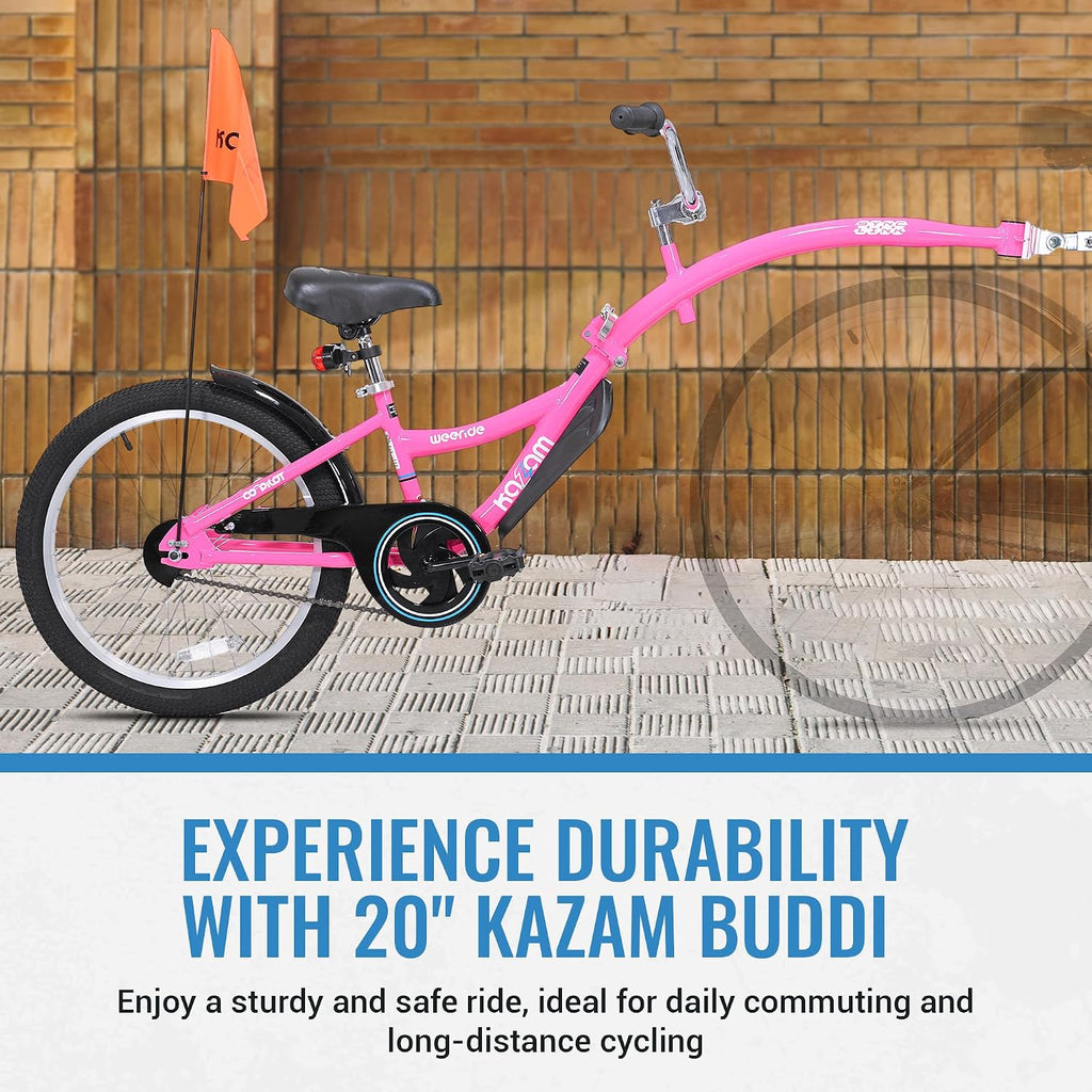 KaZAM Co-Pilot Bike Trailer - 20 Inch Bike Trailer with Adjustable BMX Stem and Handlebar - Lightweight Aluminum Frame and Padded Saddle for Cycling - Perfect for Family Rides