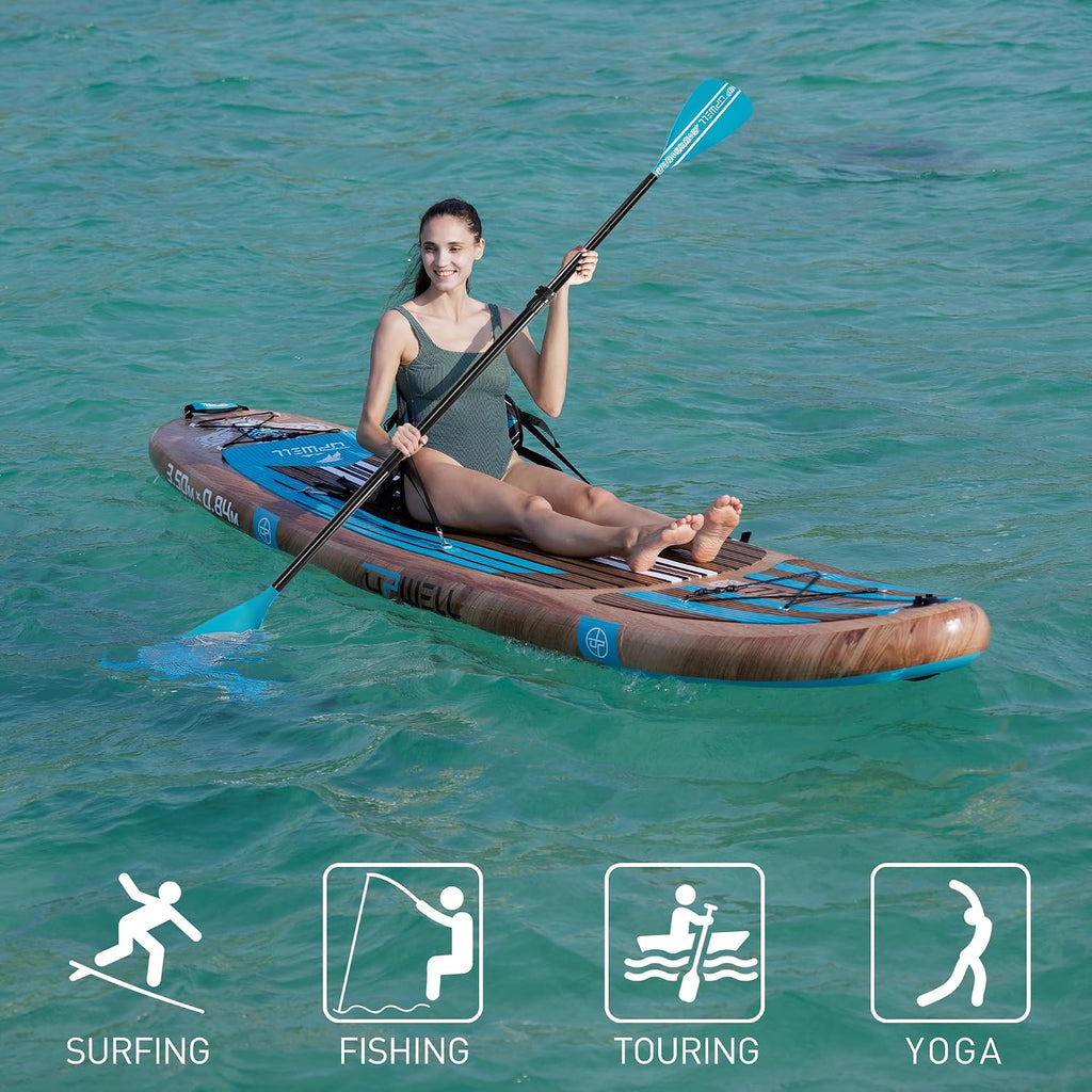 UPWELL 11'6'/11'2'/11'/10'8'/10'6'/10'2' Inflatable Stand Up Paddle Board with sup Accessories Including Backpack, Repairing Kits, Non-Slip Deck, Leash, 3 Fins, Paddle and Hand Pump