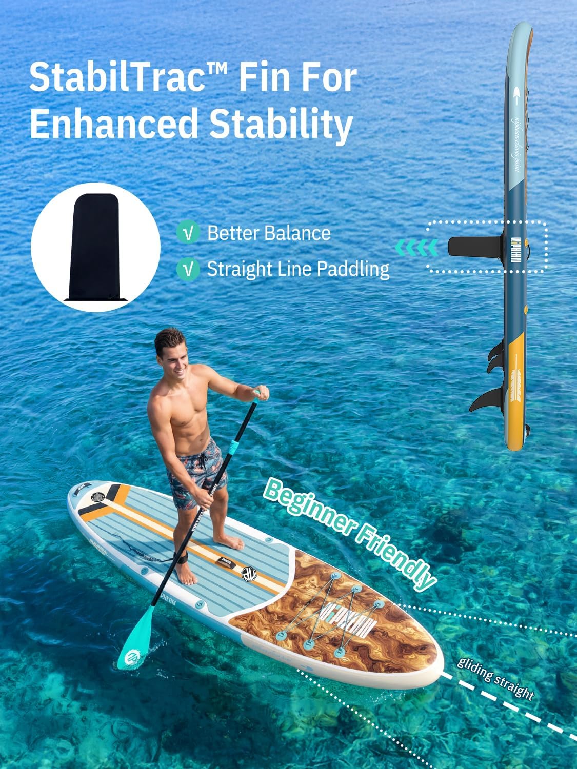 Niphean Inflatable Stand Up Paddle Board with SUP Accessories, Anti-Slip EVA Deck, 10'6'' Inflatable Paddle Boards for Adults & Youth of All Skill Levels