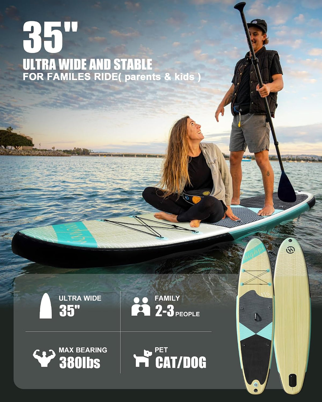 Inflatable Stand Up Paddle Board for Youth and Adults – Wide Sup with Premium Accessories, Blow Up Paddleboard for Surfing, Fishing, Yoga & More