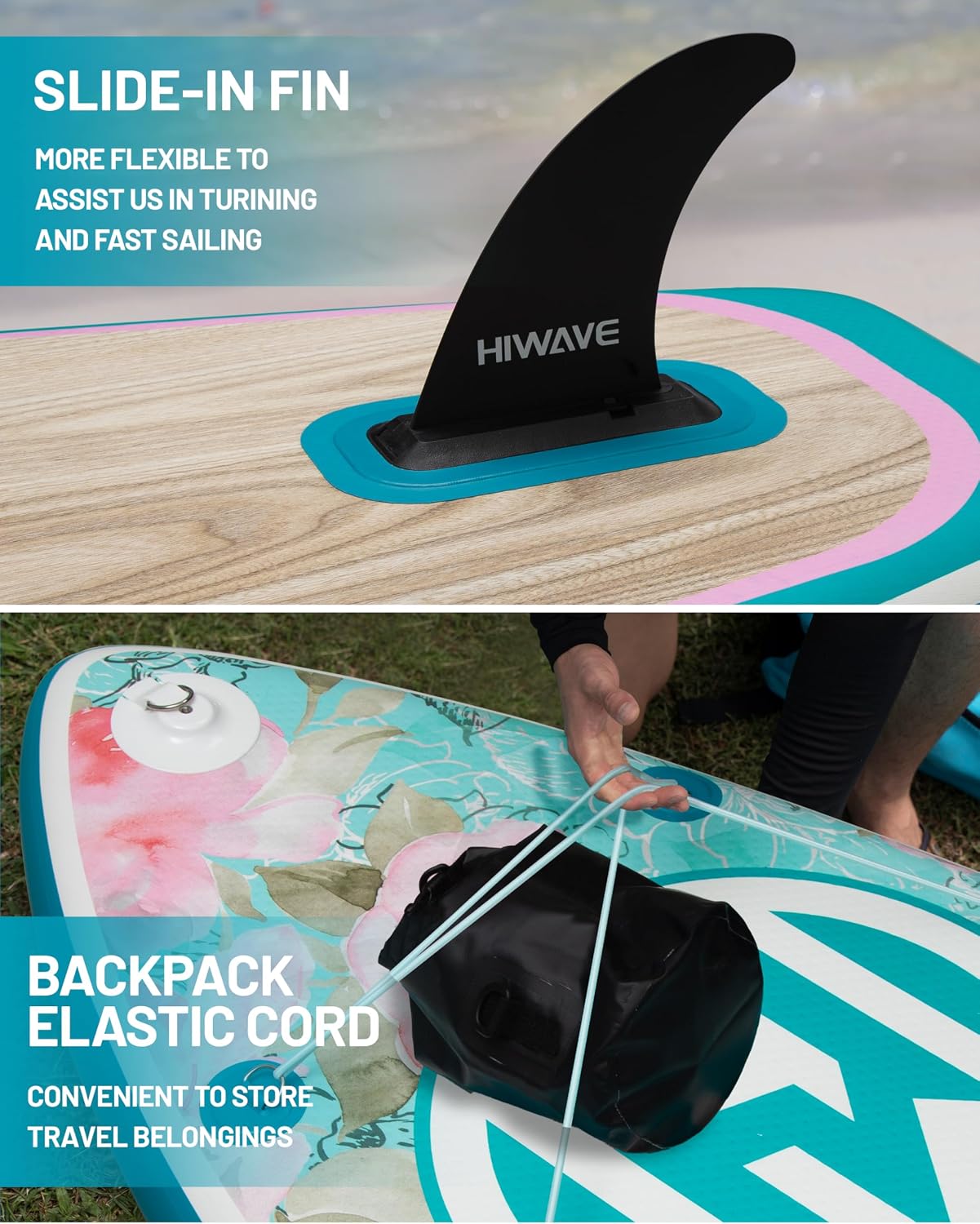 Hiwave Inflatable Paddle Board 11 '* 34 '* 6' Extra Wide Sup Board, 420lb Capacity Paddle Board for Adults, Suitable for Sea and Lakes, 2+1Family Board