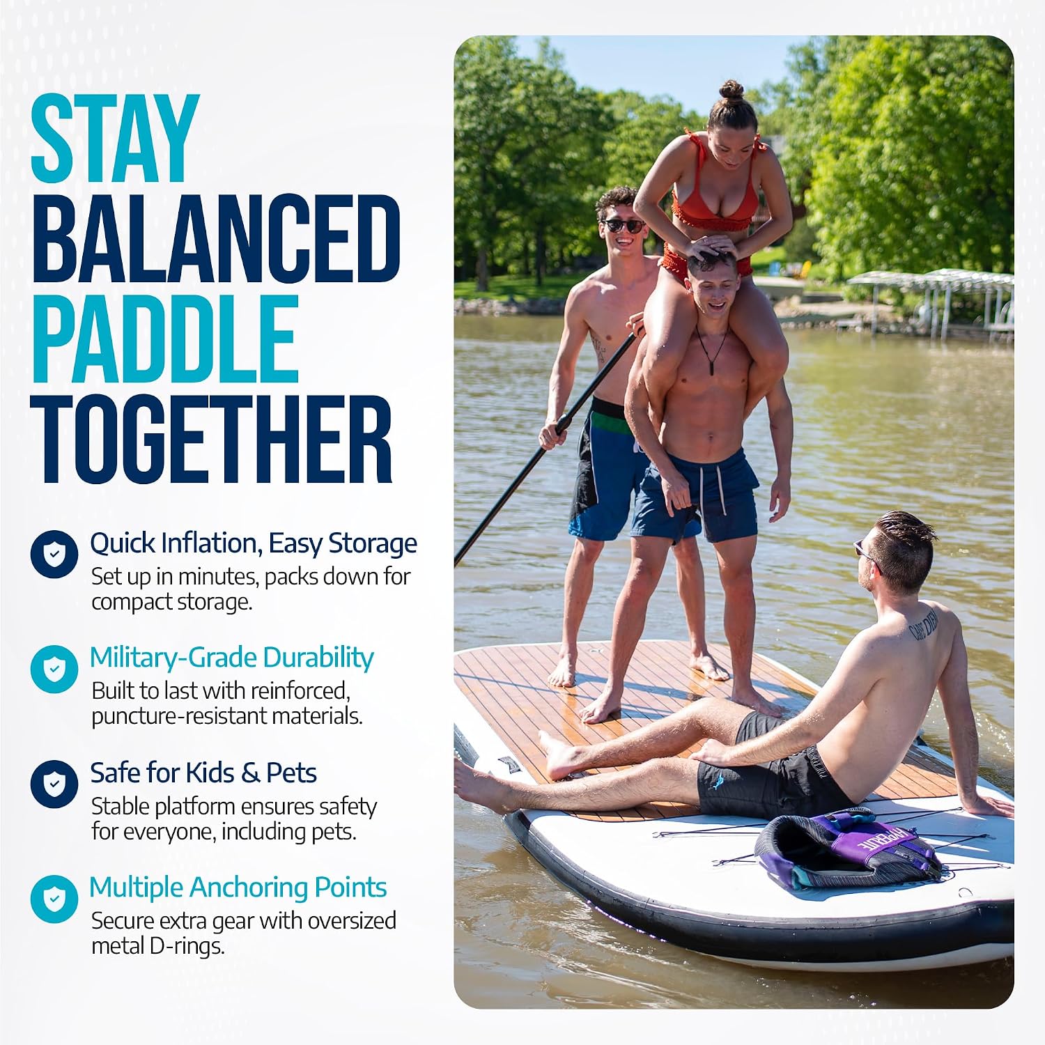 Multi Person Inflatable Paddle Board I Family Paddle Board I Giant Sup | Premium Multi Person Sup I Paradise Pad 12'x5'
