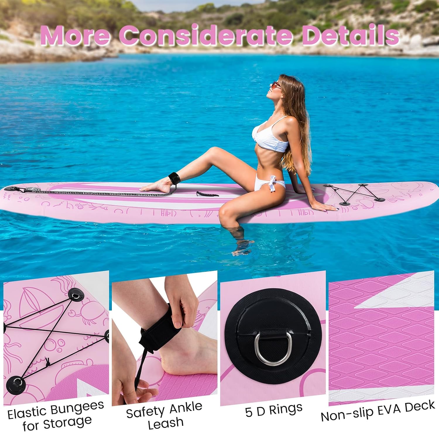 GYMAX Paddle Board, Inflatable Stand Up Paddle Board with SUP Accessories, Removable Fin, Paddle, Pump, Leash & Carry Bag, Blow Up Paddle Boards Standing Boat