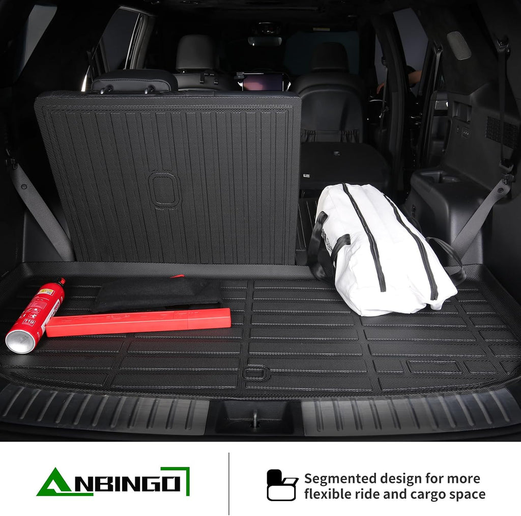 ANBINGO® Floor Mats & SeatBack Cargo Liner for Mazda CX90 2024 2025 2026/8 Passenger / 2nd Row with Bench Seat / (60/40 Velcro Tape Fixed Backmats) TPE 3 Rows Waterproof Car Mat