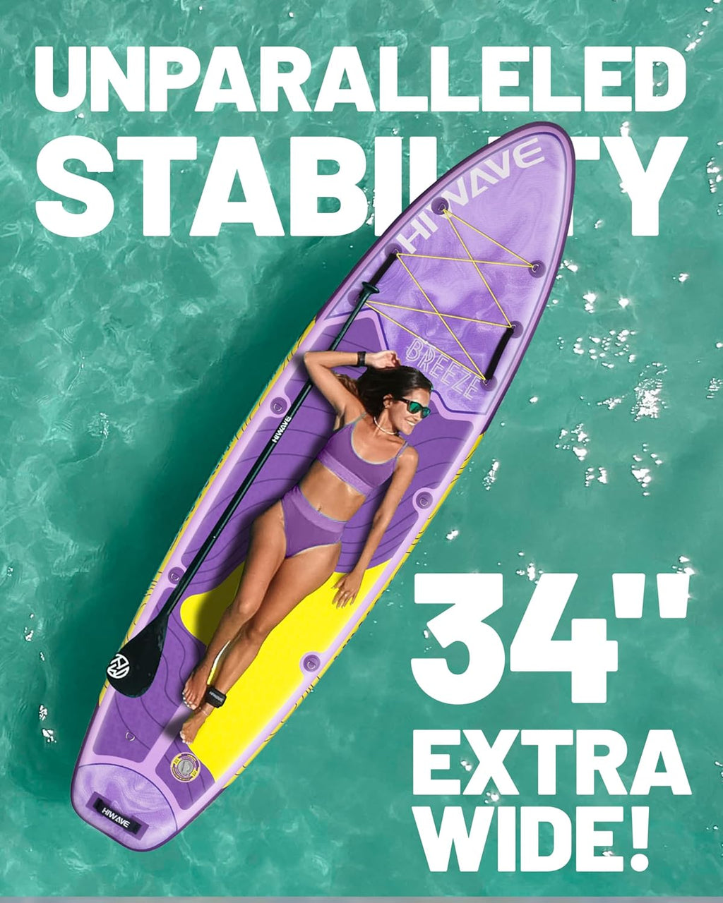 Hiwave Inflatable Stand Up Paddle Board 11'*34'*6' Sup Board, 420lbs Capacity Adult&Youth Paddle Board, Pet Friendly for Ocean&Lake, w/Double Action Hand Pump