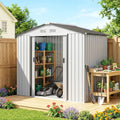 Outsunny 7' x 4' Outdoor Storage Shed, Garden Tool Metal Shed with Foundation Kit, Double Lockable Door, Air Vents and Sloping Roof, for Backyard, Patio, Lawn, White