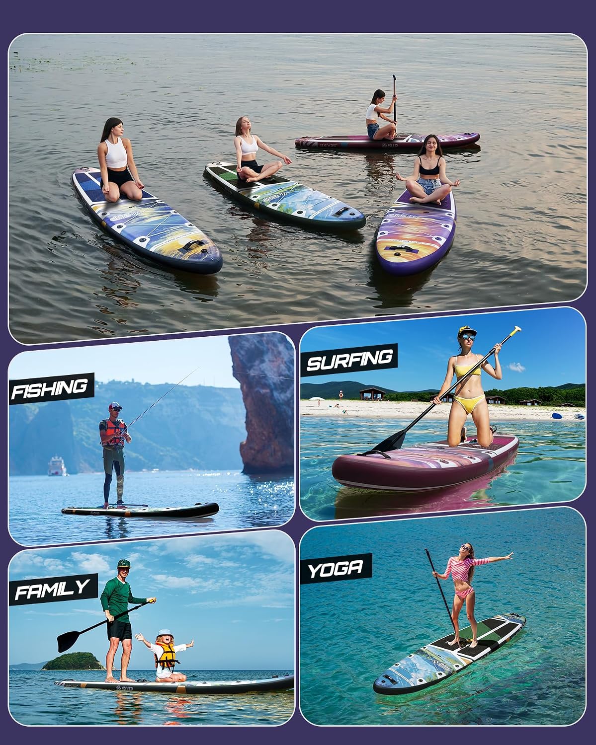 ESUP 11'6 ×34/35' Super Wide Inflatable Paddle Board with SUP Accessories, Extra Stable Stand Up Paddleboards for 2+1 Persons/Family/Beginner/Yoga, w/Shoulder Strap All-Round Sup Board