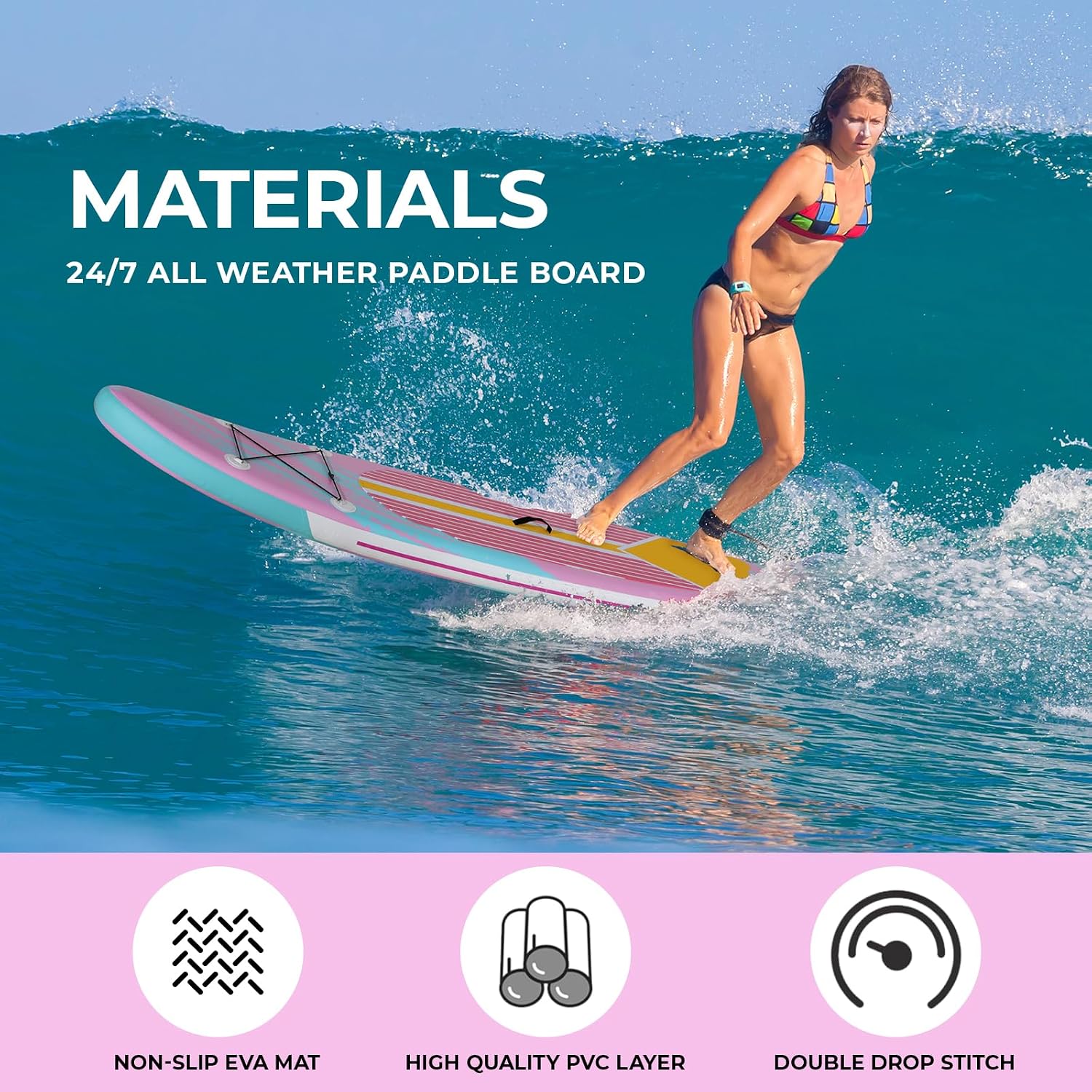 TLSUNNY 10/11/12FT Inflatable Stand Up Paddle Board W/SUP Accessories, Surf Board W/ 3 Fins Paddleboard, 12-15 PSI Hand Pump, Repair Kit, Straps, Carrying Bag for Youth & Adults All Skills
