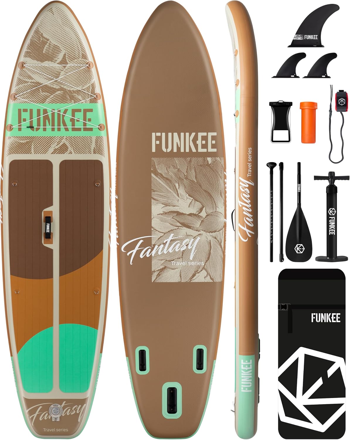 11'×34'×6' Extra Wide Inflatable Stand Up Paddle Board, Sup Board with Removable Fins, Backpack, Floating Paddle, Safety Leash, Floating Phone Case for Adults & Youth of All Skill Levels