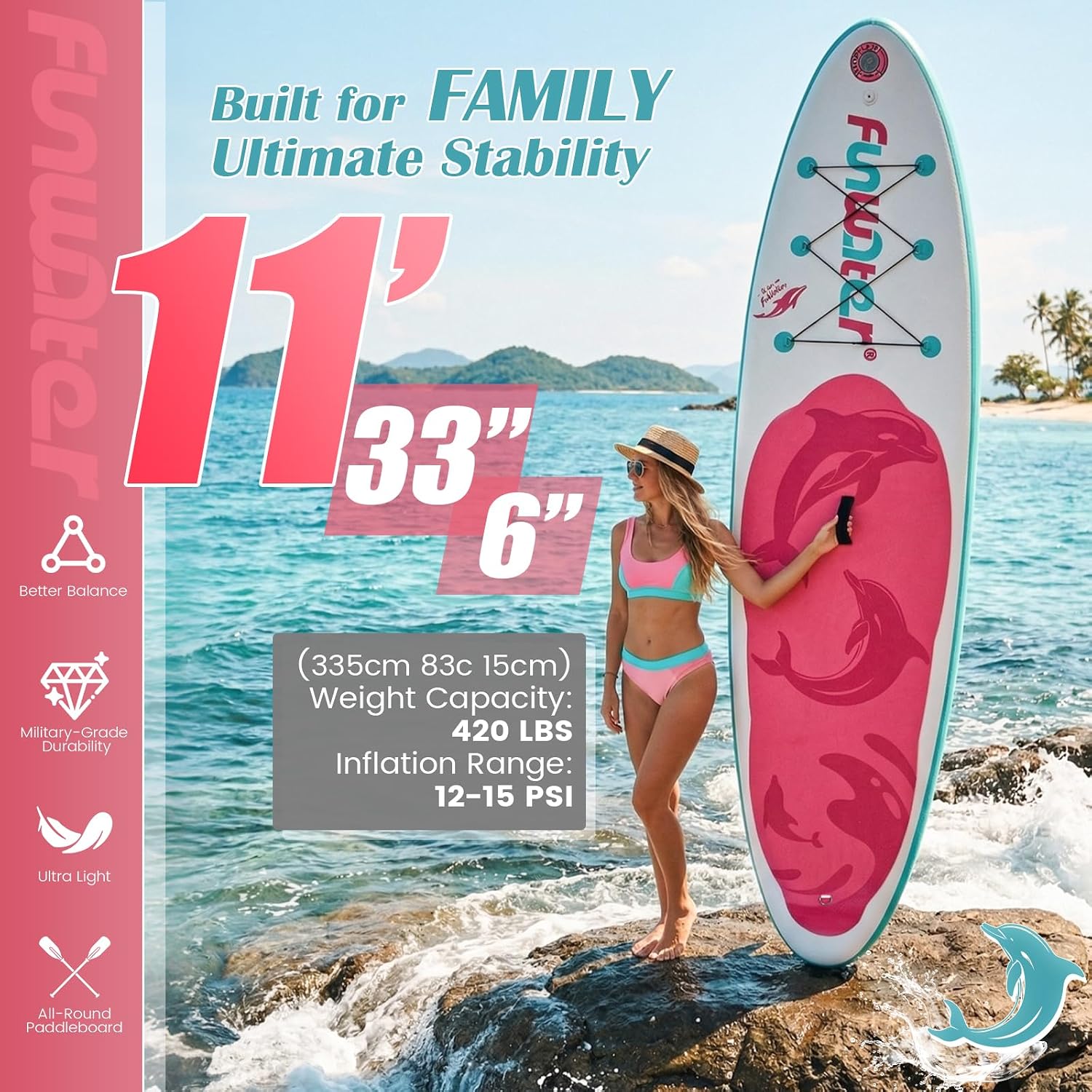 FunWater Inflatable Stand Up Paddle Board 10'6'/11'/11'6' Paddle Board for Adults & Youth, Paddleboards Inflatable with Premium SUP Accessories, Wide Stable, Non-Slip Comfort Deck