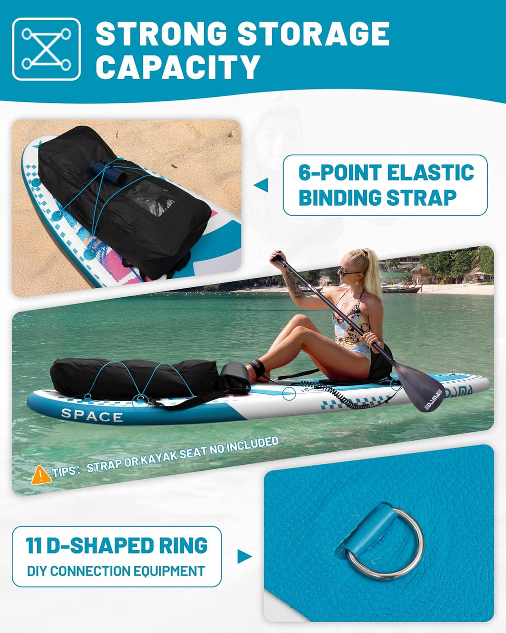 DAMA 11'*34'*6' Inflatable Paddle Board, Paddle Boards for Adults,Sup,Lightweight and Durable, Easy to Inflate, Versatile in Style, Fully Functional, Equipped w/High Grade Accessories.