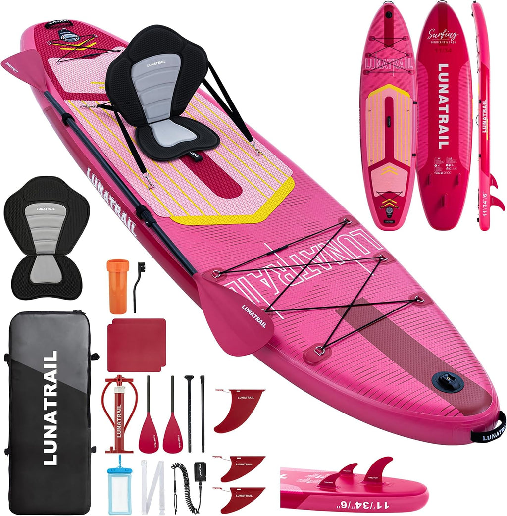 【11'×34'】 Extra Long/Extra Wide Premium Inflatable Stand Up Paddle Board (SUP) – Portable & Lightweight for Yoga, Surfing, Family Fun | Complete Kit with Paddle, Pump, Bag | Durable Design