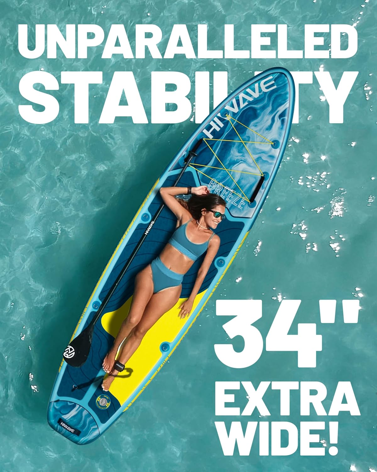 Hiwave Inflatable Stand Up Paddle Board 11'*34'*6' Sup Board, 420lbs Capacity Adult&Youth Paddle Board, Pet Friendly for Ocean&Lake, w/Double Action Hand Pump