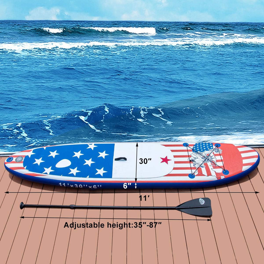 GYMAX Stand Up Paddle Board, Inflatable SUP with Wide Non-Slip EVA Deck, Accessories-Leash, D Rings, Hand Pump, Adjustable Paddle & Backpack, Paddle Boards for Adults Youth