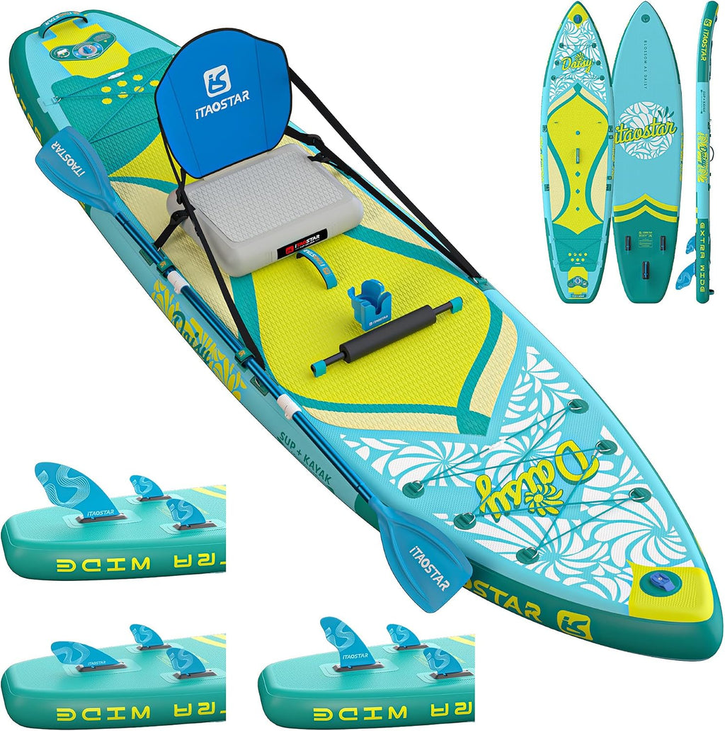 iTAOSTAR Daisy 11'6' × 35' Extra Wide Paddle Board with Seat, One-Stop Premium SUP Board Accessories, Tailored 5 Fins, Stable Stand Up Paddle Boards for Youth of All Skill Levels