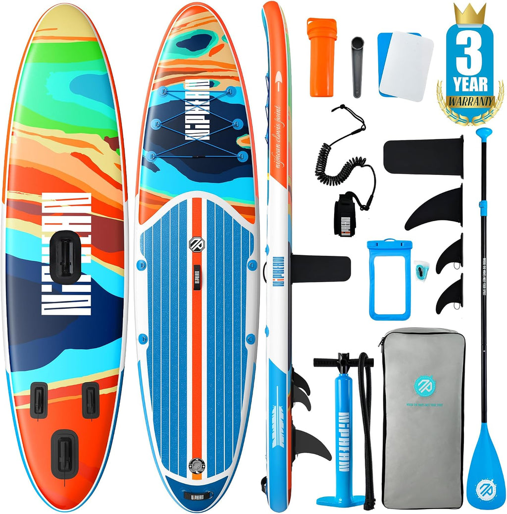 Niphean Inflatable Stand Up Paddle Board with SUP Accessories, Anti-Slip EVA Deck, 10'6'' Inflatable Paddle Boards for Adults & Youth of All Skill Levels