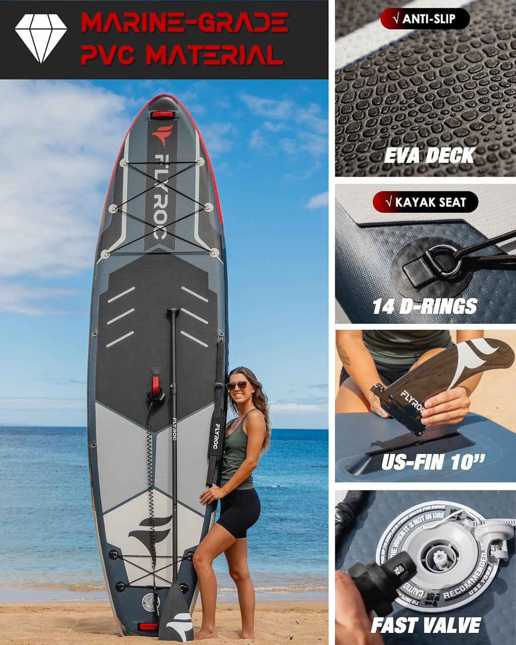 11'6x35'' Extra Wide Inflatable Paddle Board, 450lb Capacity Stand Up Paddle Board for Adults (x3), Stable Inflatable SUP, All Skill Levels, 3 Handles, 100L Backpack, 3PCS Paddle, 5L Dry Bag