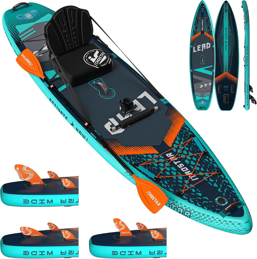 iTAOSTAR Lead 12' × 35' / 11' × 33' Stand Up Paddle Board Inflatable, Extar Wide SUP Board with 5 Fins Stable Design for Adults, Youth, All Skill Levels, Lakes, Oceans