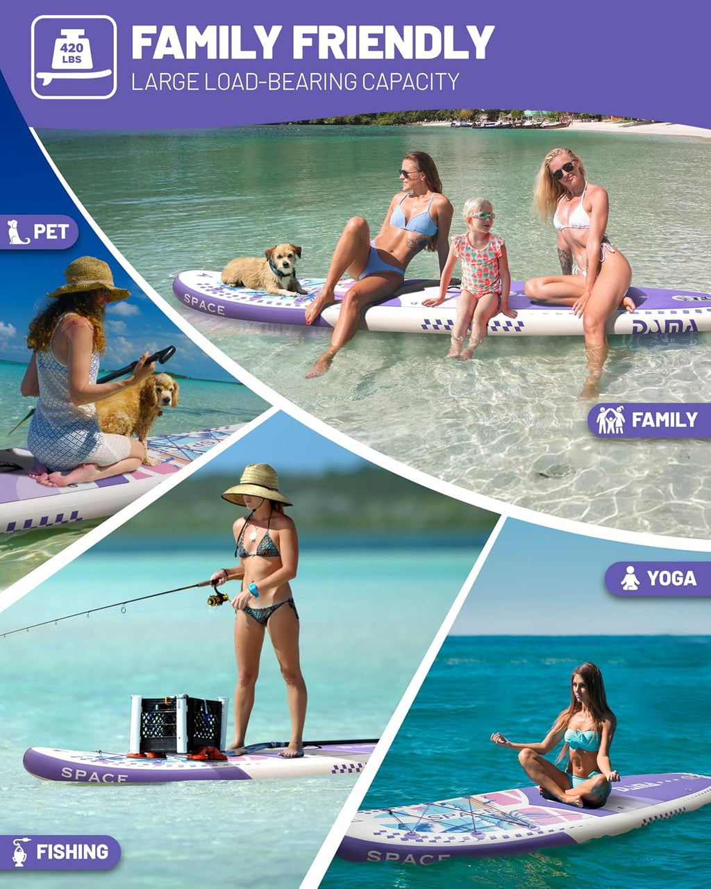 DAMA 11'*34'*6' Inflatable Paddle Board, Paddle Boards for Adults,Sup,Lightweight and Durable, Easy to Inflate, Versatile in Style, Fully Functional, Equipped w/High Grade Accessories.